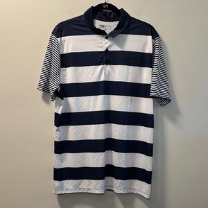 Nike Golf Men’s Navy/White Large Stripe Dri Fit Performance Golf Polo Sz L